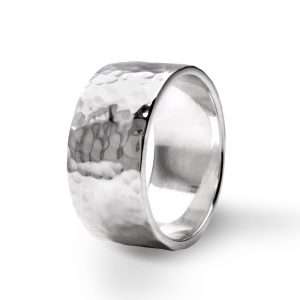silver textured heavy band ring