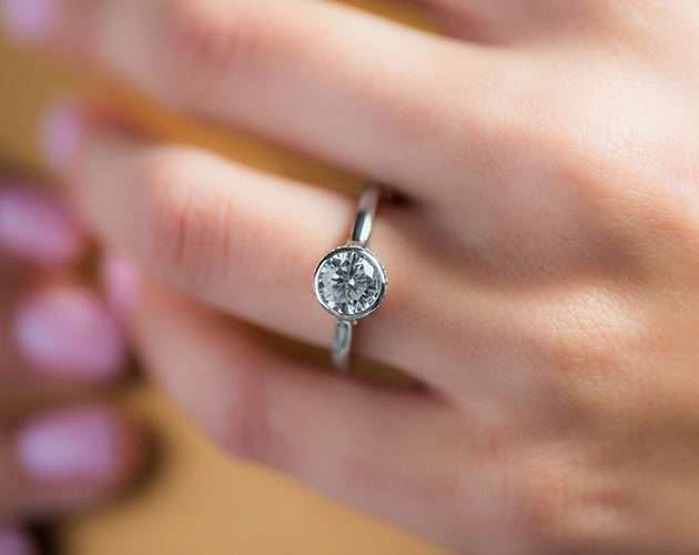  Pave crown bezel engagement ring