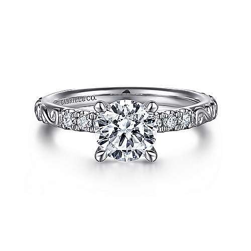 White gold round diamond engagement ring from Gabriel New York