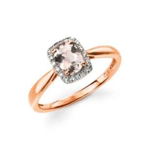 Rose gold morganite diamond ring from John Greed