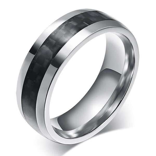 Carbon fibre and titanium steel men's ring from Italo