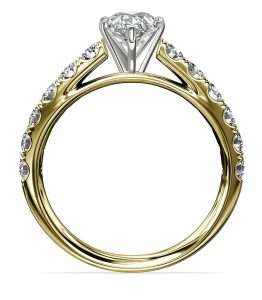 pear shape diamond cathedral ring
